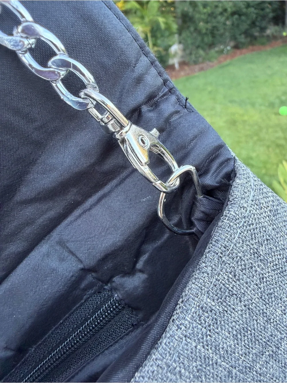 Embroidered Heart & Birds Bag in Black and Gray